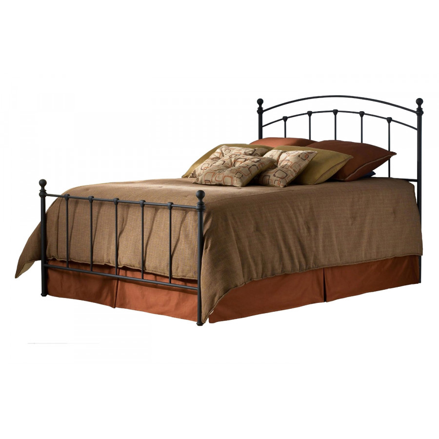 FaFurn - Queen Size Metal Bed with Rounded Posts in Antique Brass Finish