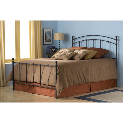 FaFurn - Queen Size Metal Bed with Rounded Posts in Antique Brass Finish