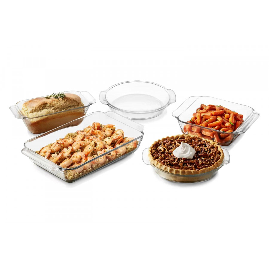FaFurn - Glass 5-Piece Bakeware Oven Safe Casserole Baking Dish Set