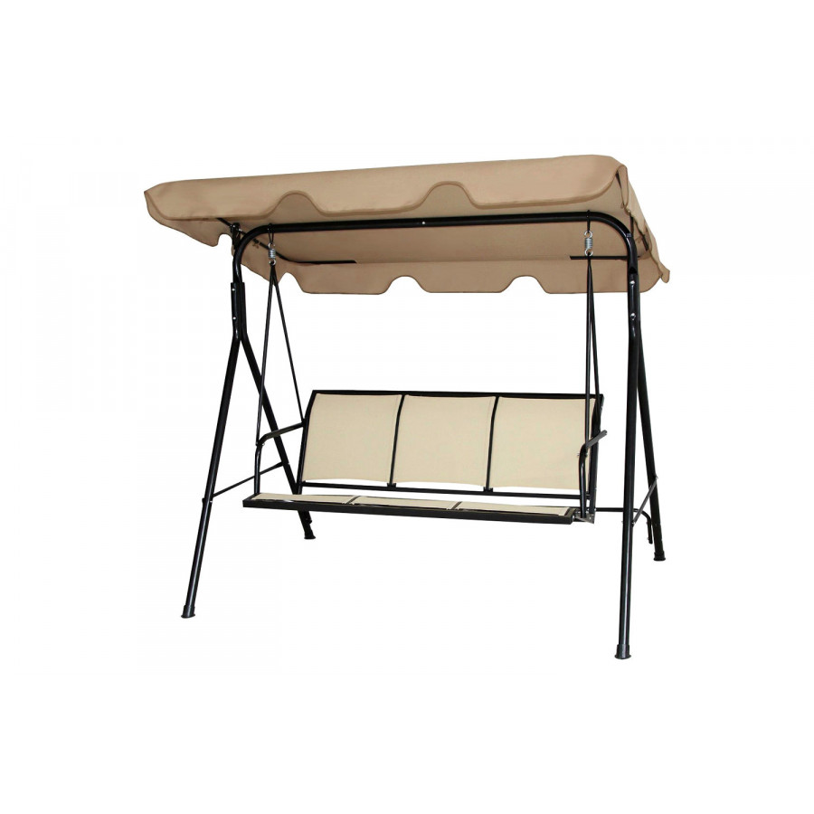 FaFurn Outdoor 3-Person Canopy Swing for Porch Patio or Deck - Light Brown