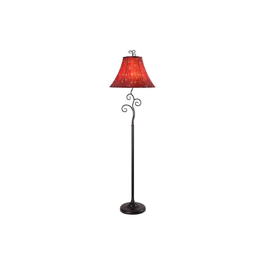 FaFurn - Contemporary 61-Inch Tall Floor Lamp with Red and Gold Bell Shade