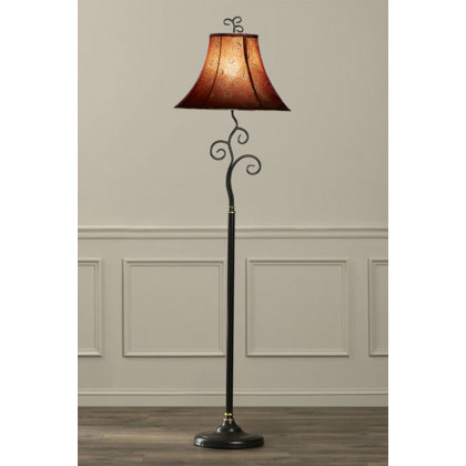 FaFurn - Contemporary 61-Inch Tall Floor Lamp with Red and Gold Bell Shade