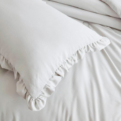 FaFurn King Size Oversized Ruffled Edge Comforter Set - Gray, Microfiber