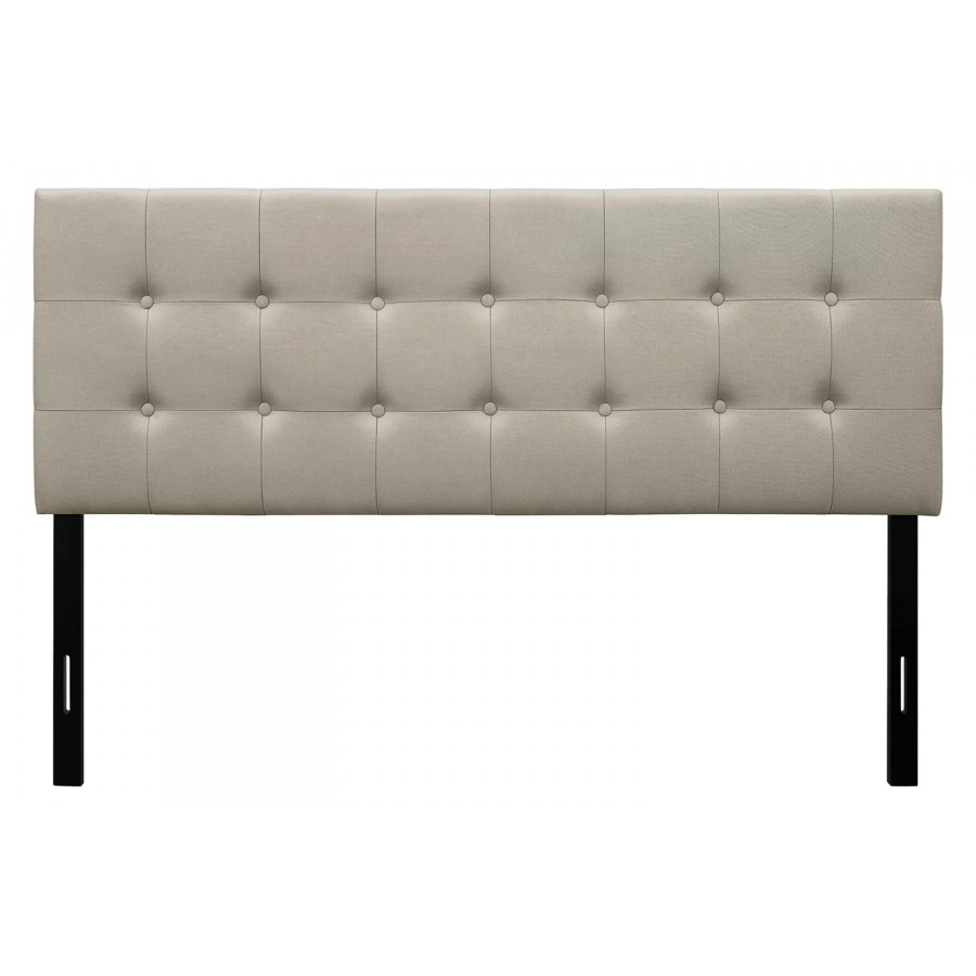 FaFurn Contemporary Button-Tufted Headboard in Upholstered Fabric - Beige, Full Size