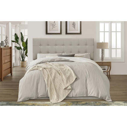 FaFurn Contemporary Button-Tufted Headboard in Upholstered Fabric - Beige, Full Size