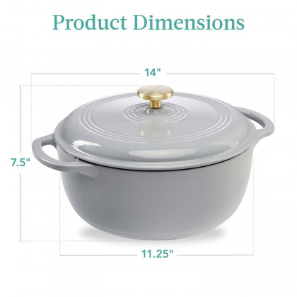 FaFurn 6 Quart Cookware - Light Gray, Cast Iron