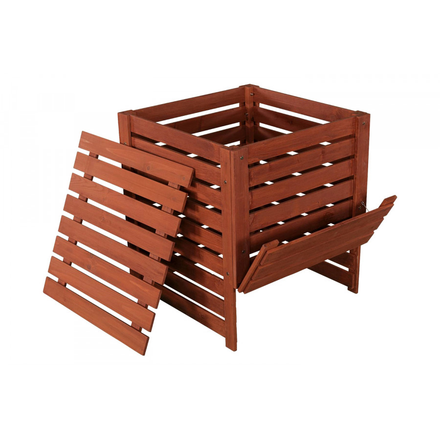 FaFurn - Solid Wood 90-Gallon Compost Bin with Removable Top and Hinged Side Panel