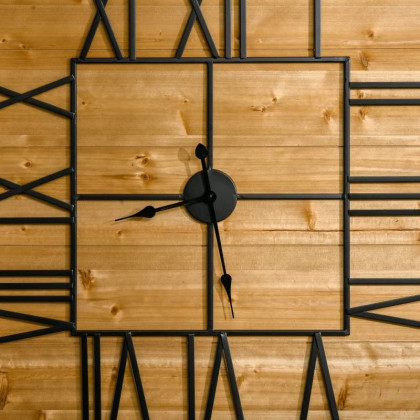 FaFurn - Farmhouse Non-Ticking Wall Clock with Roman Numerals in Metal/Wood