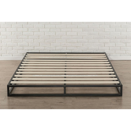 FaFurn - King 6-Inch Low Profile Metal Platform Bed Frame with Wooden Support Slats