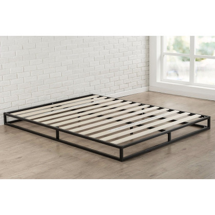 FaFurn - King 6-Inch Low Profile Metal Platform Bed Frame with Wooden Support Slats