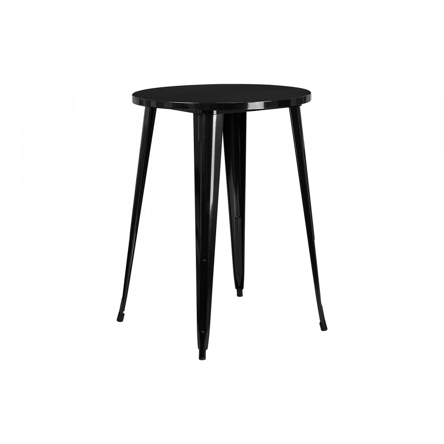 FaFurn - Modern 30-Inch Outdoor Round Metal Cafe Bar Patio Table in Black