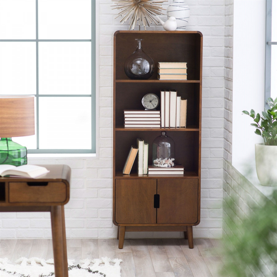 FaFurn - Modern Bookcase in Walnut, Metal/Wood