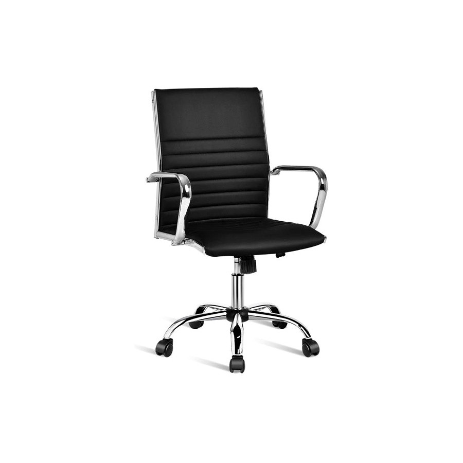 FaFurn Faux Leather High Back Modern Classic Office Chair with Armrests - Black
