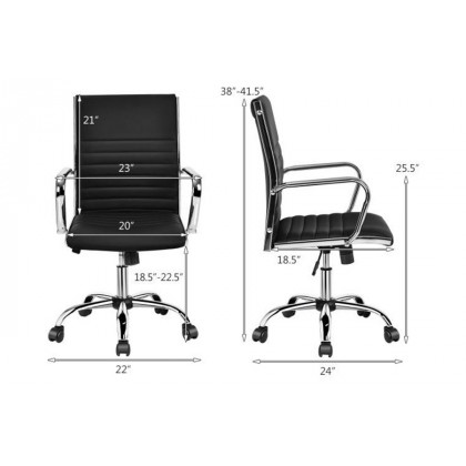 FaFurn Faux Leather High Back Modern Classic Office Chair with Armrests - Black
