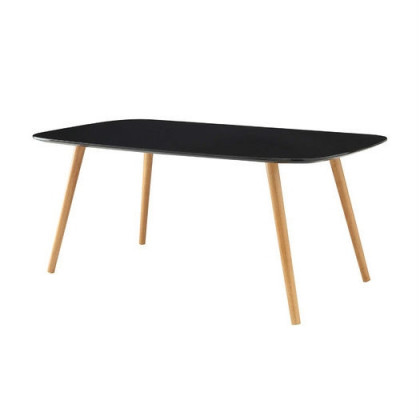 FaFurn Modern Coffee Table with Solid Wood Legs - Black, Wood
