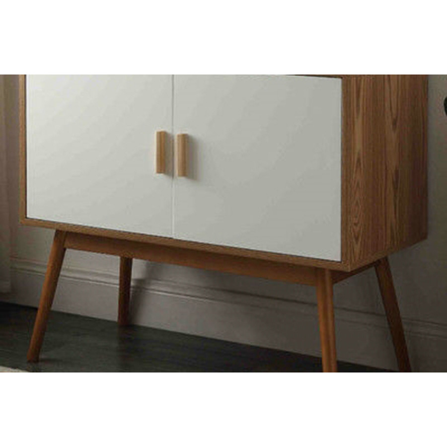 FaFurn - Mid-Century Modern Console Table Storage Cabinet with Solid Wood Legs