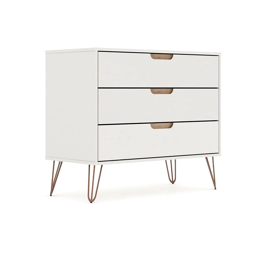 FaFurn - Modern Bedroom Scandinavian Style 3-Drawer Dresser in Off-White Natural Finish