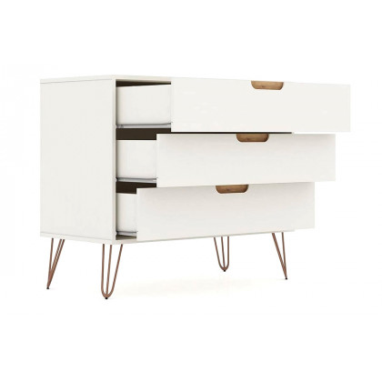 FaFurn - Modern Bedroom Scandinavian Style 3-Drawer Dresser in Off-White Natural Finish