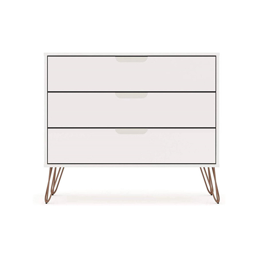 FaFurn Modern Scandinavian Style Bedroom 3-Drawer Dresser - White