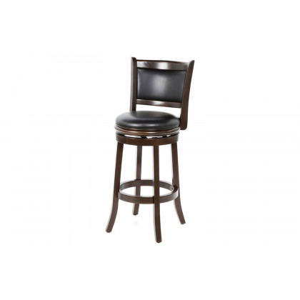 FaFurn - Solid Wood Bar Stool with Faux Leather Swivel Seat