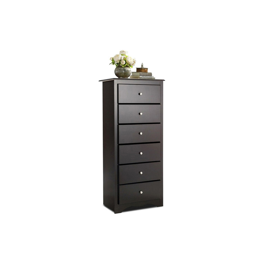 FaFurn Modern 6 Drawer Tall Wood Dresser Chest - Espresso