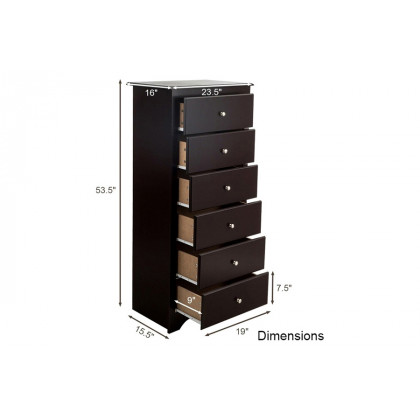 FaFurn - Modern 6 Drawer Tall Wood Dresser Chest