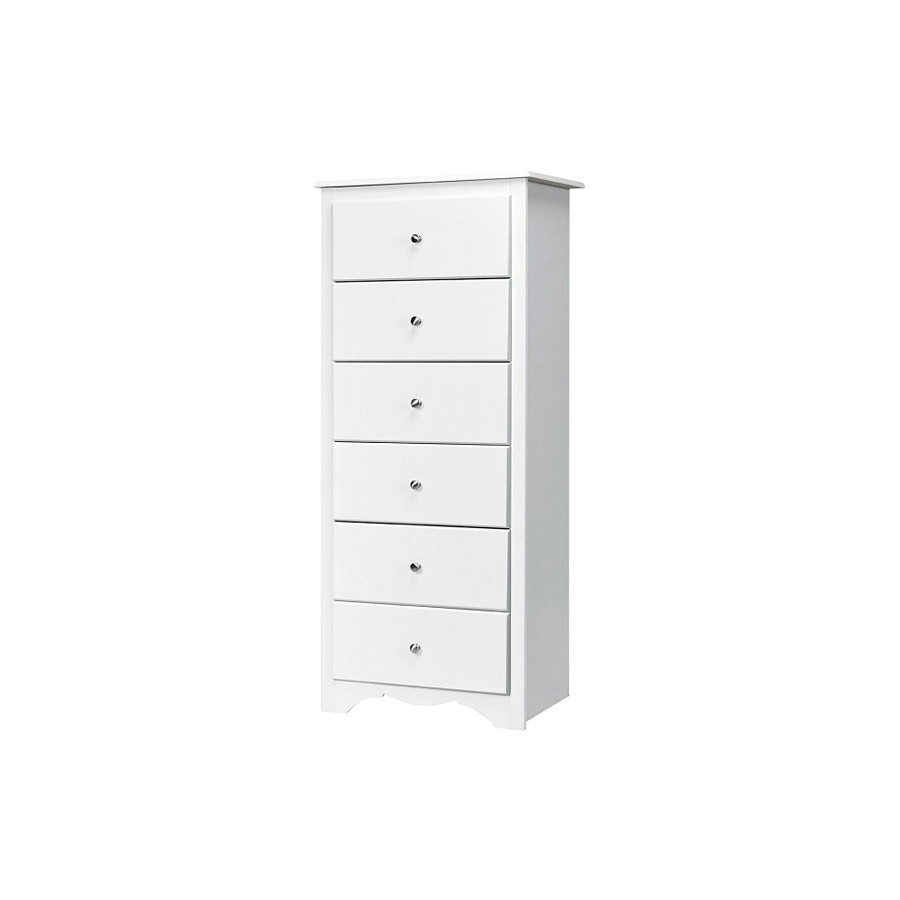 FaFurn Modern 6 Drawer Tall Wood Dresser Chest - White