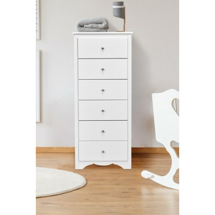 FaFurn Modern 6 Drawer Tall Wood Dresser Chest - White