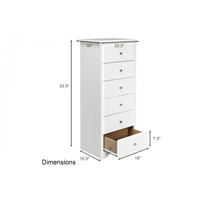 FaFurn Modern 6 Drawer Tall Wood Dresser Chest - White