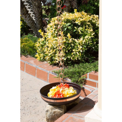 FaFurn - Pure Copper Rings 8.5-Ft Rain Chain Rain Gutter Downspout