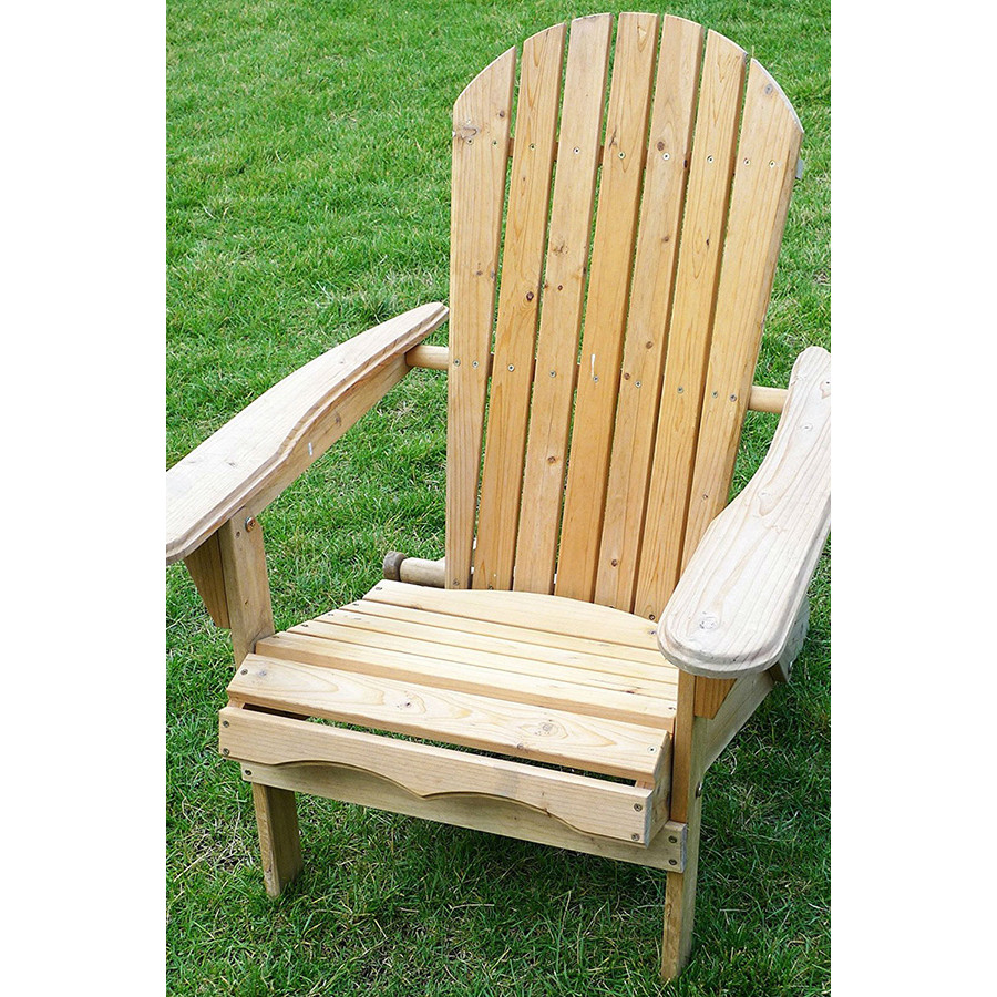 FaFurn - Folding Adirondack Chair For Patio Garden in Natural Wood Finish