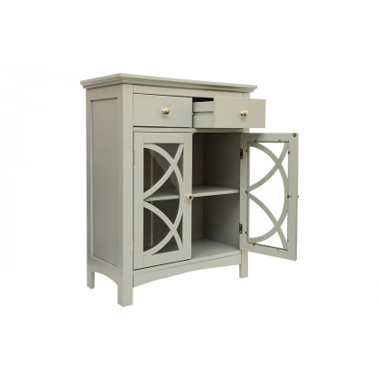 FaFurn - Modern 32-Inch Bathroom Floor Cabinet with Glass Doors in Gray Wood Finish