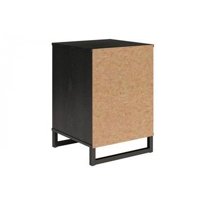 FaFurn - Modern 1-Drawer Bedroom Nightstand in Rustic Black Wood Finish with Metal Legs