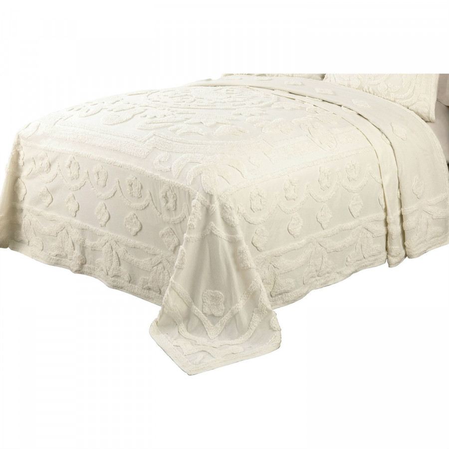 FaFurn - King Size Bedspread Set in Ivory/Beige, Cotton