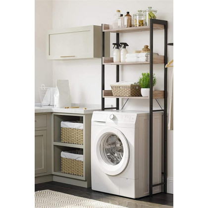 FaFurn - Modern Farmhouse 3 Tier Over The Toilet Metal Wood Storage Shelves