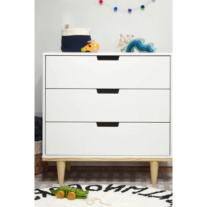 FaFurn - Modern Mid-Century Style 3-Drawer Dresser Chest in Wood Finish