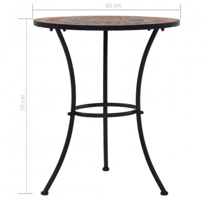 FaFurn - Outdoor Mosaic Round Bistro Table in Gray/Orange