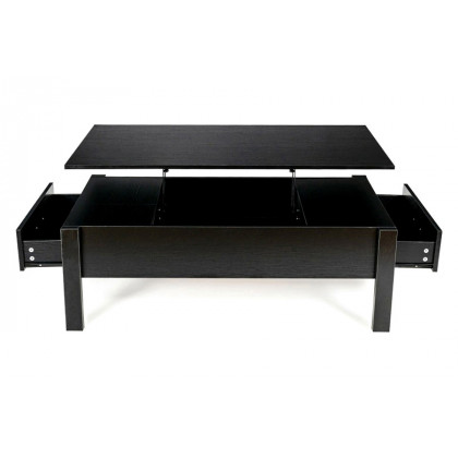 FaFurn - Modern Black Wooden Lift Top Coffee Table with 2 Side Drawers