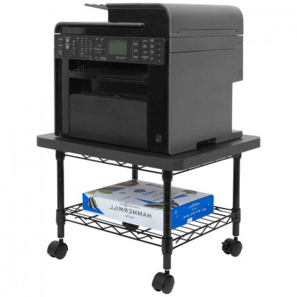 FaFurn - 2-Tier Printer Stand with Casters in Black, Metal