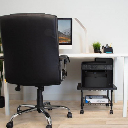 FaFurn - 2-Tier Printer Stand with Casters in Black, Metal