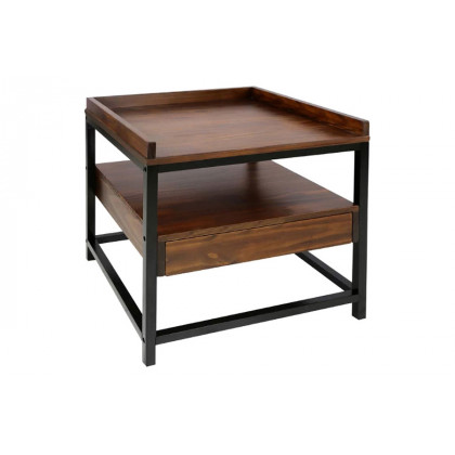 FaFurn - Modern Solid Wood 1-Drawer End Table Nightstand in Mocha Brown and Black Finish