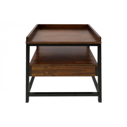 FaFurn - Modern Solid Wood 1-Drawer End Table Nightstand in Mocha Brown and Black Finish