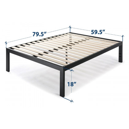 FaFurn 18-Inch Easy Assemble Metal Platform Bed Frame Wooden Slats - Queen Size