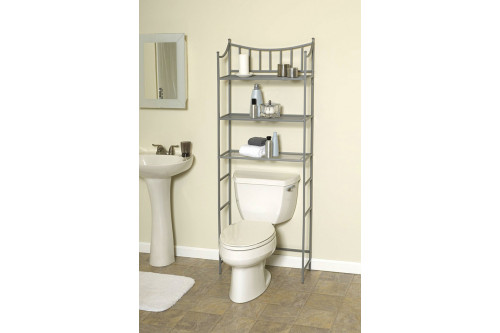 FaFurn™ - Bathroom Space Saving Over The Toilet Linen Tower Shelving Unit in Nickel Finish