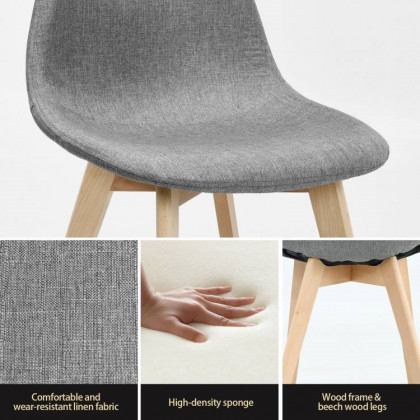 FaFurn - Set of 2 Modern Dining Chairs with Wood Legs in Gray