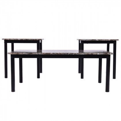 FaFurn - 3-Piece Coffee Table and End Table Set with Faux Marble Top in Marble
