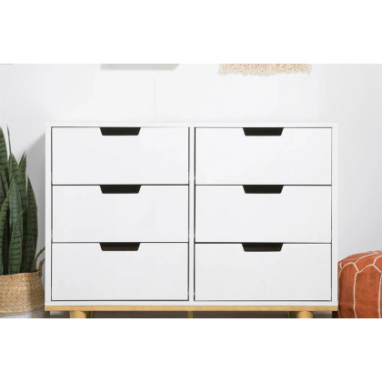 FaFurn - Modern Mid-Century Style 6-Drawer Double Dresser in Wood Finish