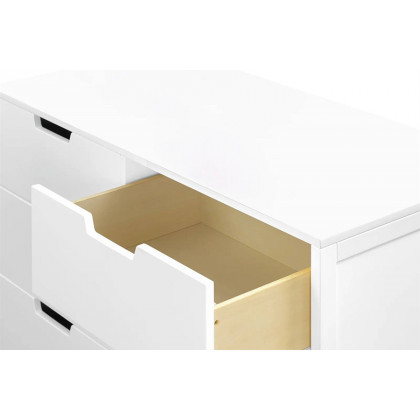 FaFurn Modern Mid-Century Style 6-Drawer Double Dresser in Wood Finish - White/Natural