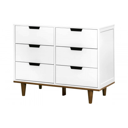 FaFurn - Modern Mid-Century Style 6-Drawer Double Dresser in Wood Finish