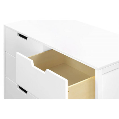 FaFurn Modern Mid-Century Style 6-Drawer Double Dresser in Wood Finish - White/Walnut